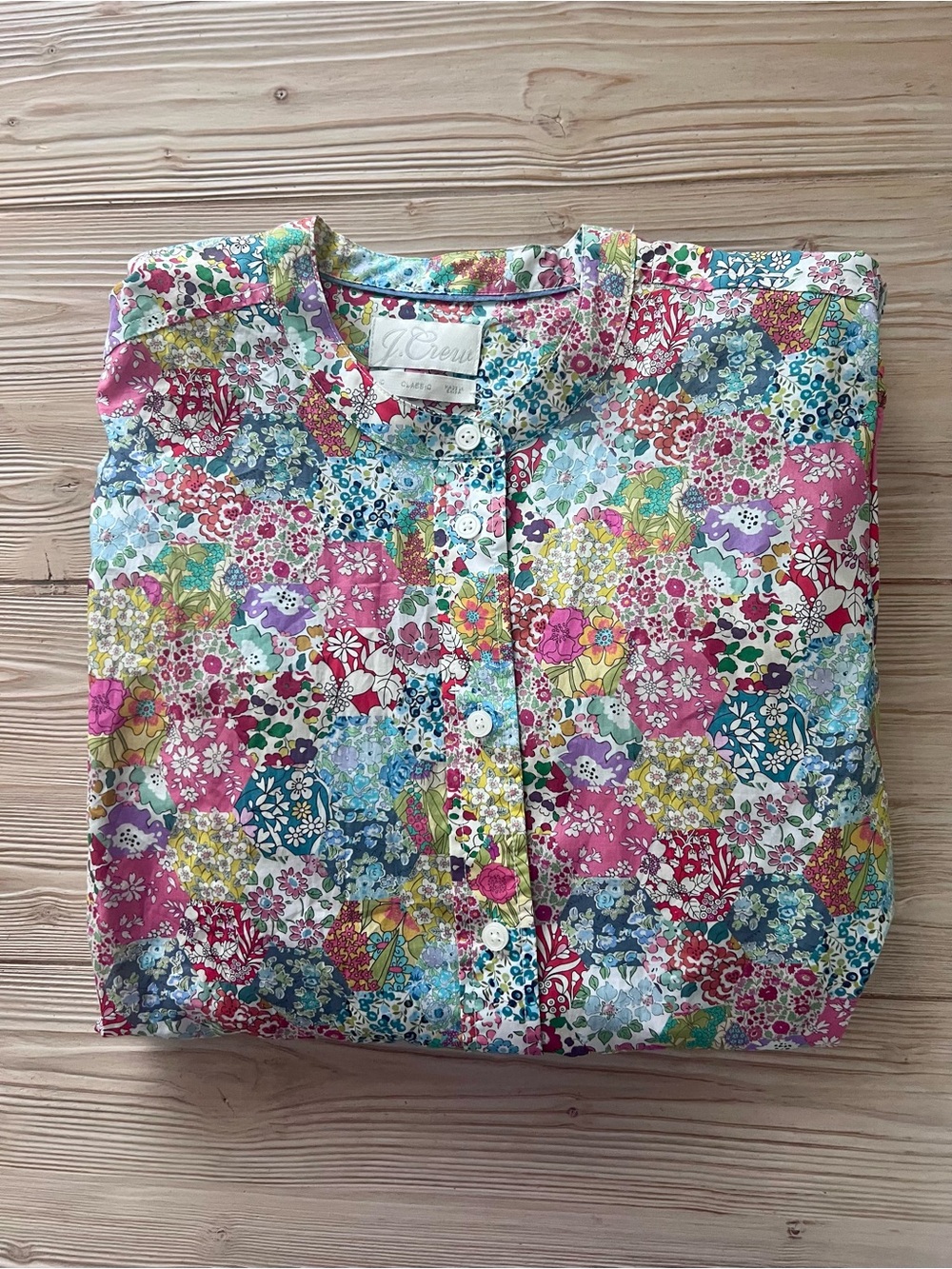 J.Crew Liberty Fabric Floral Cotton Top Puff Sleeve Button Front Size 10